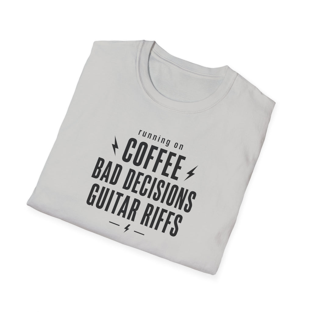 Running On Coffee Bad Decisions Guitar Riffs T-Shirt