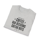 Running On Coffee Bad Decisions Guitar Riffs T-Shirt