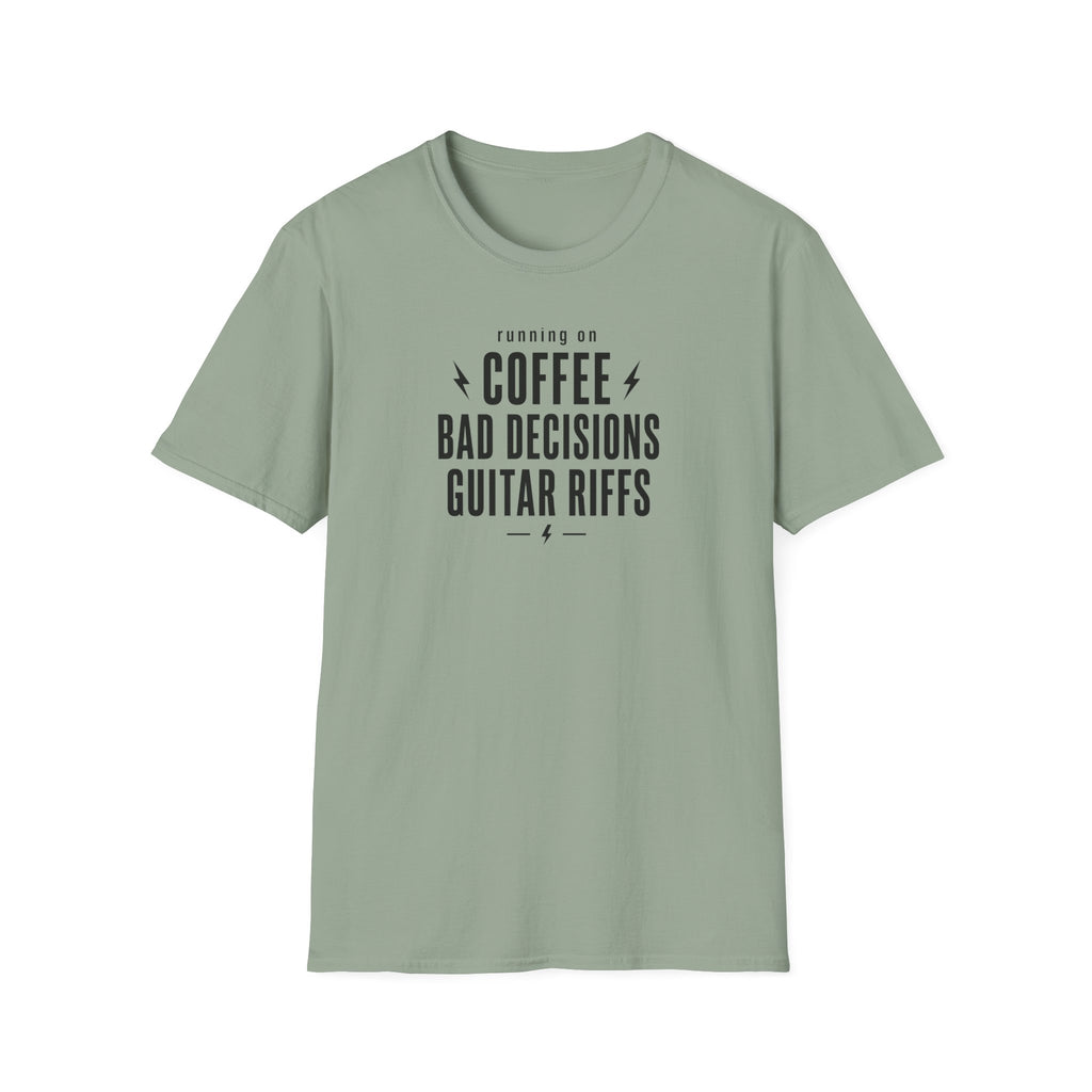 Running On Coffee Bad Decisions Guitar Riffs T-Shirt