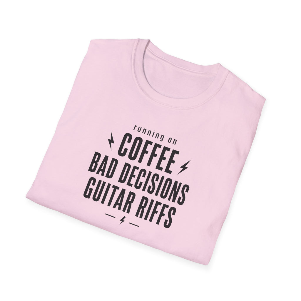 Running On Coffee Bad Decisions Guitar Riffs T-Shirt