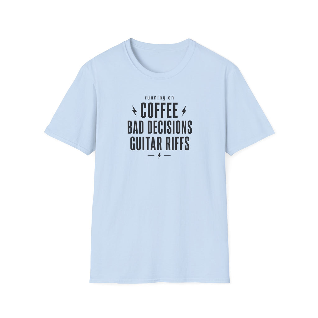 Running On Coffee Bad Decisions Guitar Riffs T-Shirt