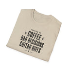 Running On Coffee Bad Decisions Guitar Riffs T-Shirt