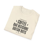 Running On Coffee Bad Decisions Guitar Riffs T-Shirt