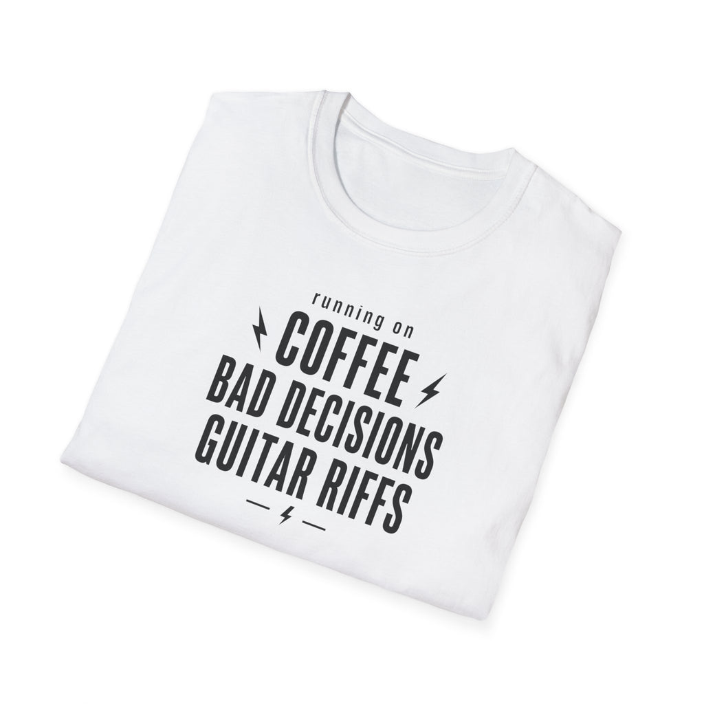 Running On Coffee Bad Decisions Guitar Riffs T-Shirt