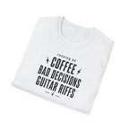 Running On Coffee Bad Decisions Guitar Riffs T-Shirt
