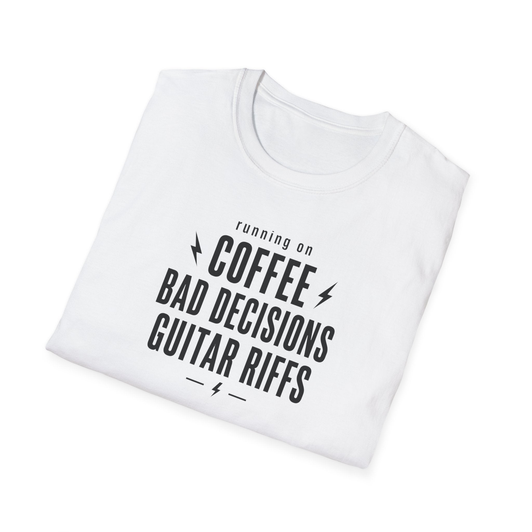 Running On Coffee Bad Decisions Guitar Riffs T-Shirt