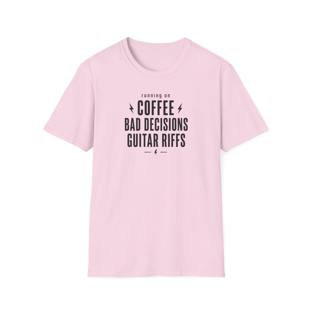 Running On Coffee Bad Decisions Guitar Riffs T-Shirt