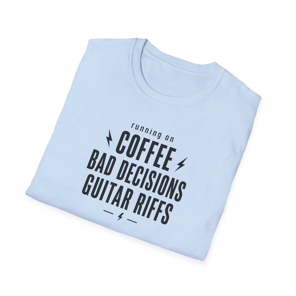 Running On Coffee Bad Decisions Guitar Riffs T-Shirt