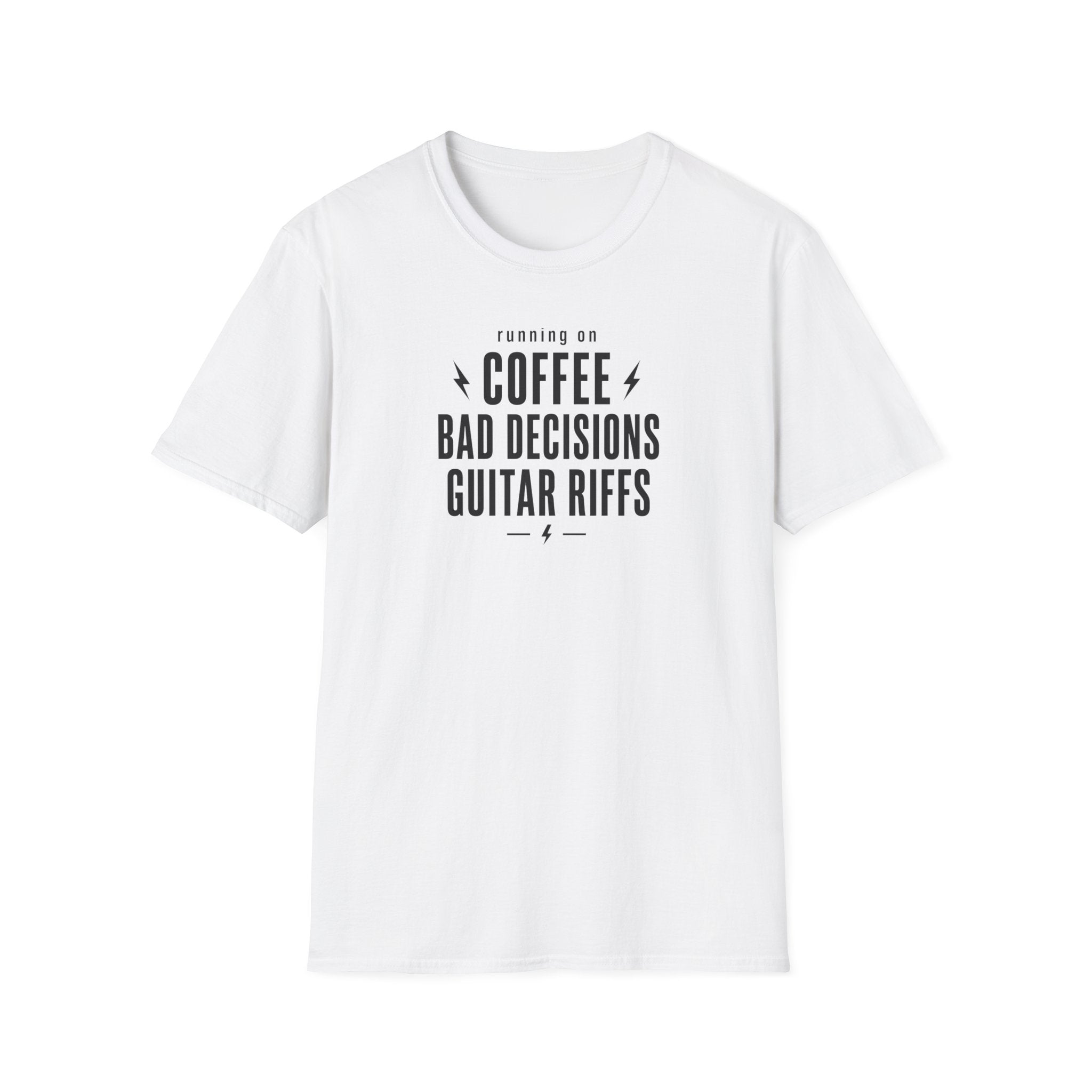 Running On Coffee Bad Decisions Guitar Riffs T-Shirt