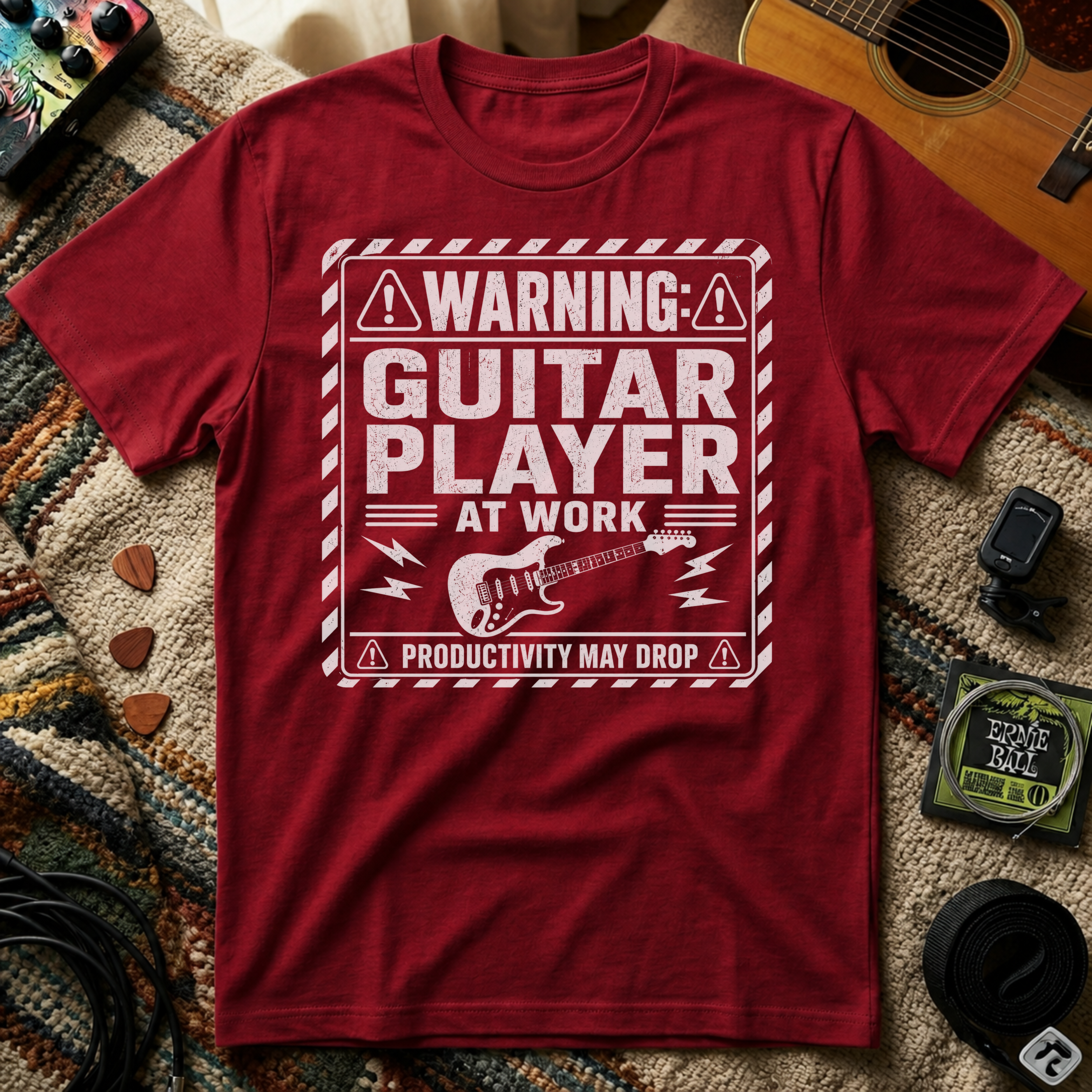 Warning Guitar Player At Work T-Shirt