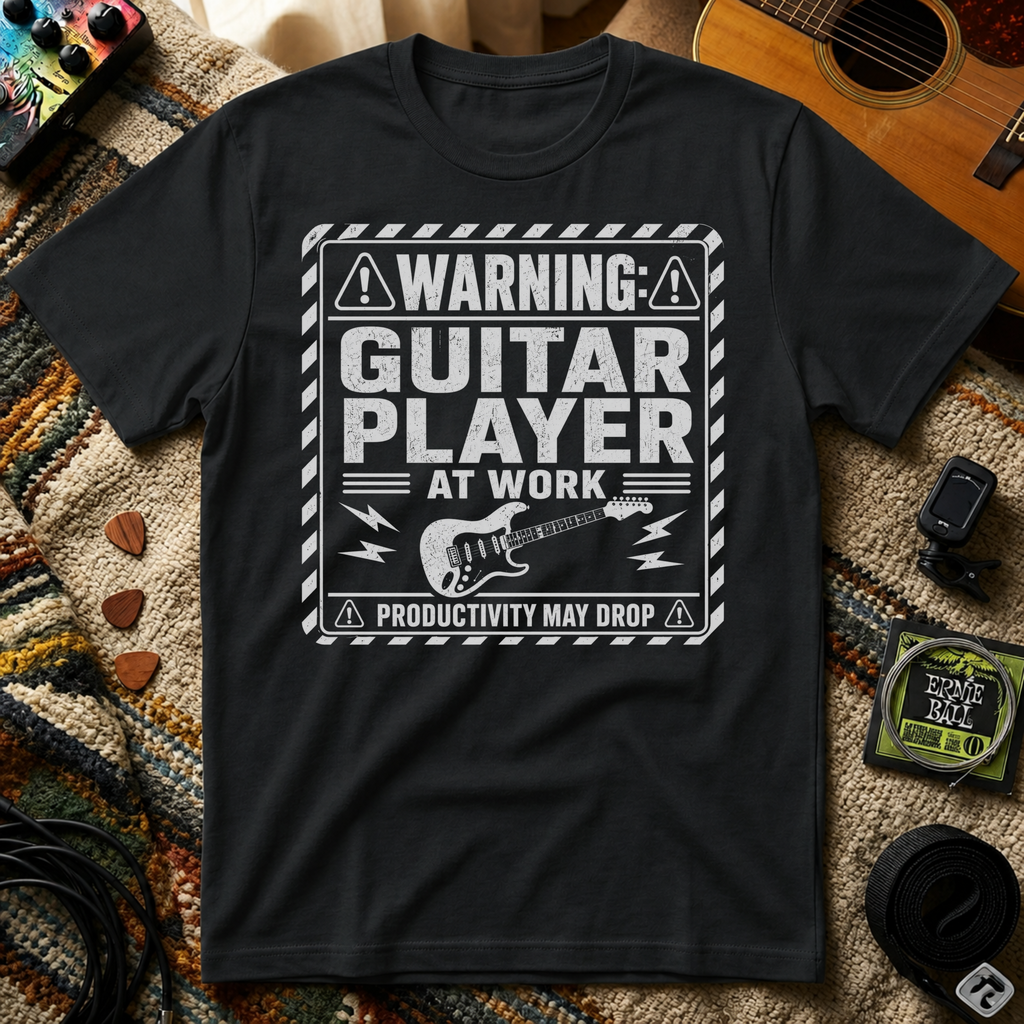 Warning Guitar Player At Work T-Shirt