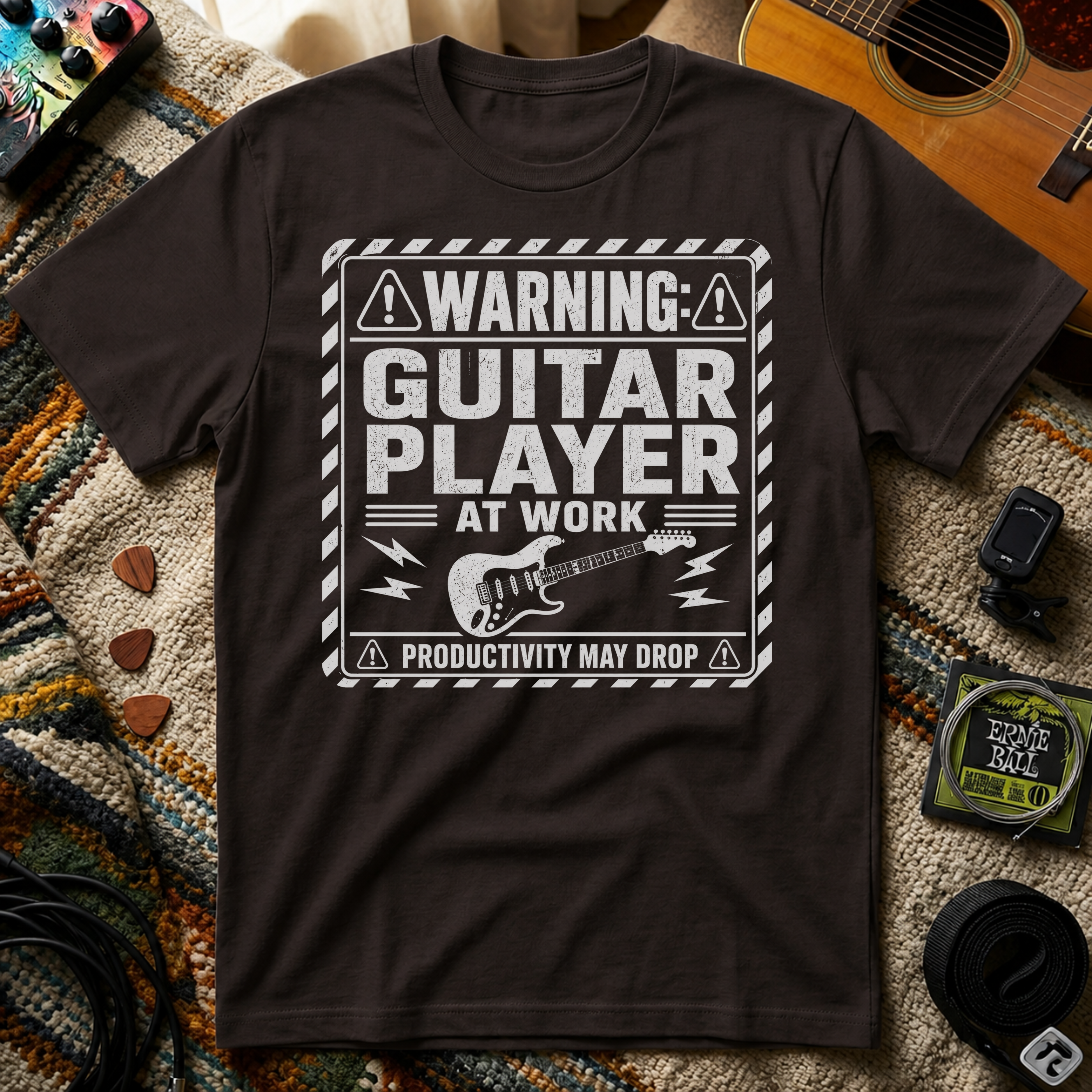 Warning Guitar Player At Work T-Shirt
