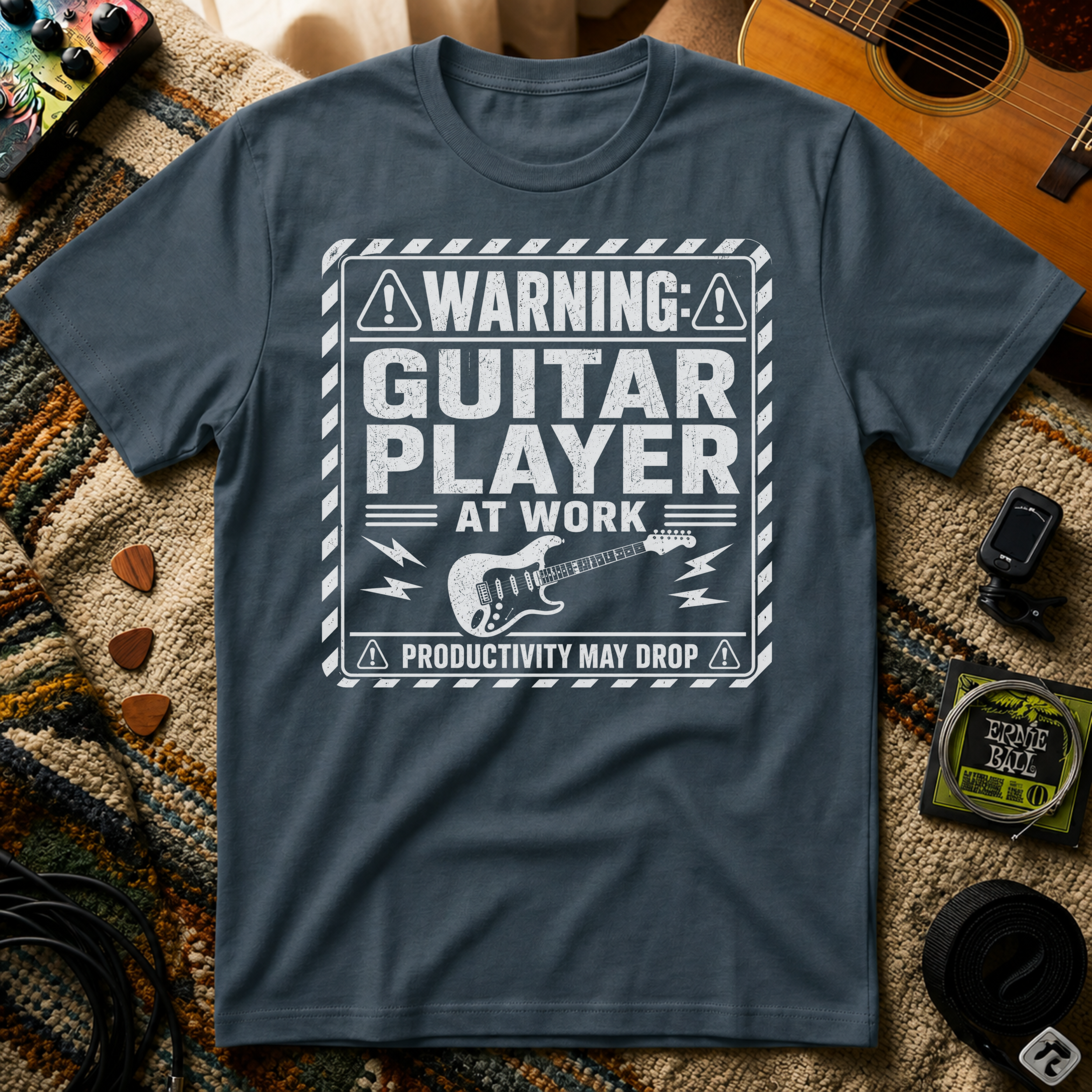 Warning Guitar Player At Work T-Shirt