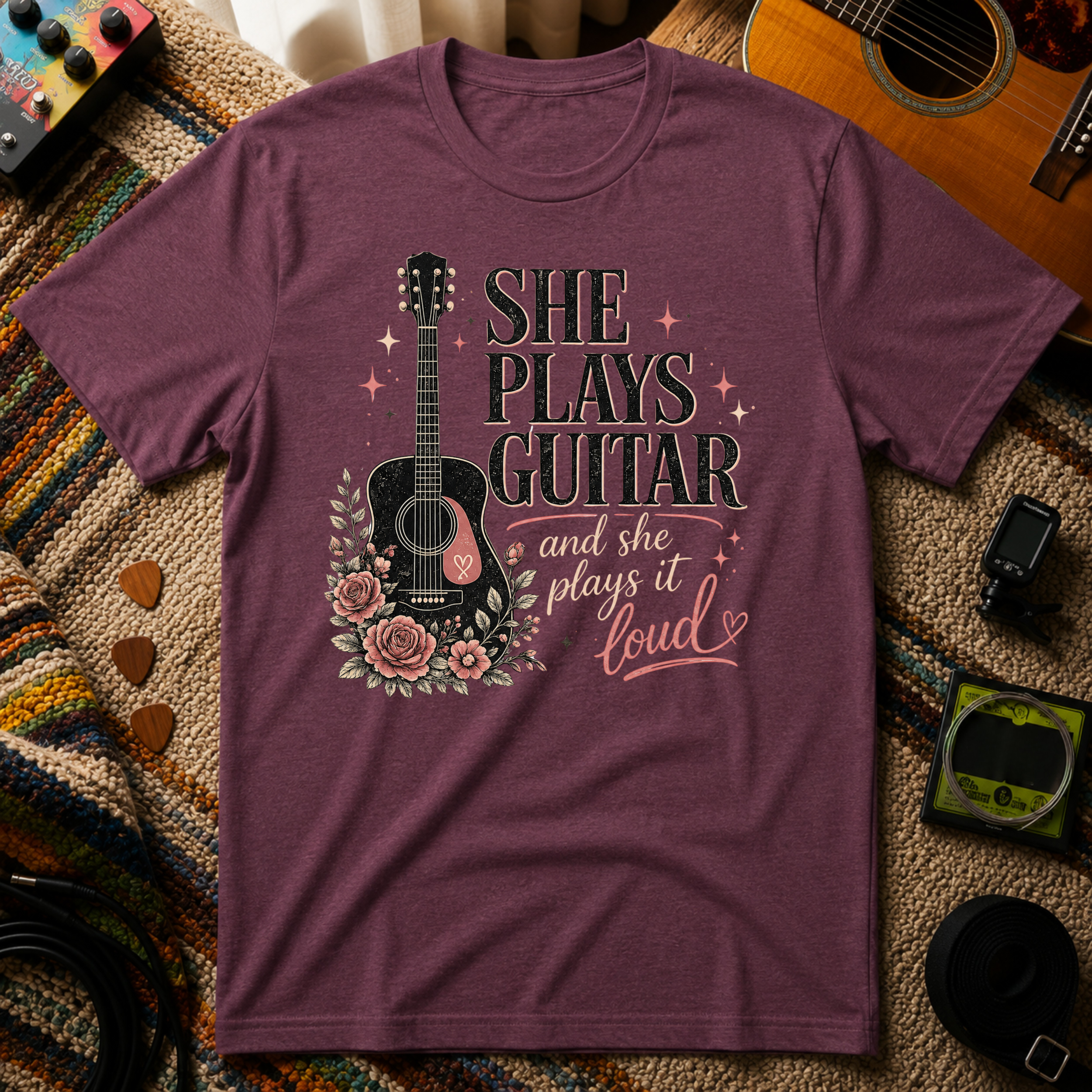 She Plays Guitar & She Plays It Loud T-Shirt