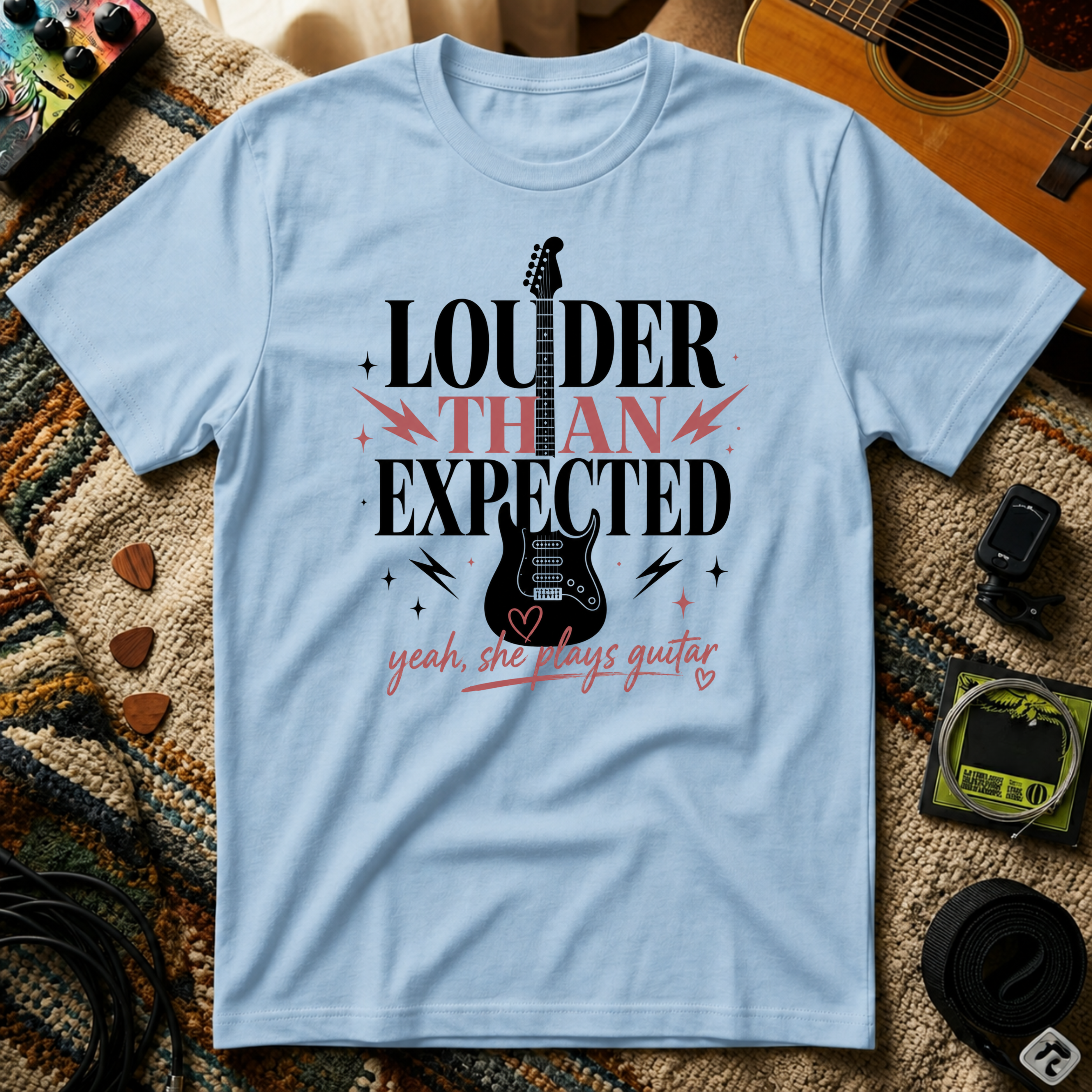 Louder Than Expected Yeah She Plays Guitar T-Shirt