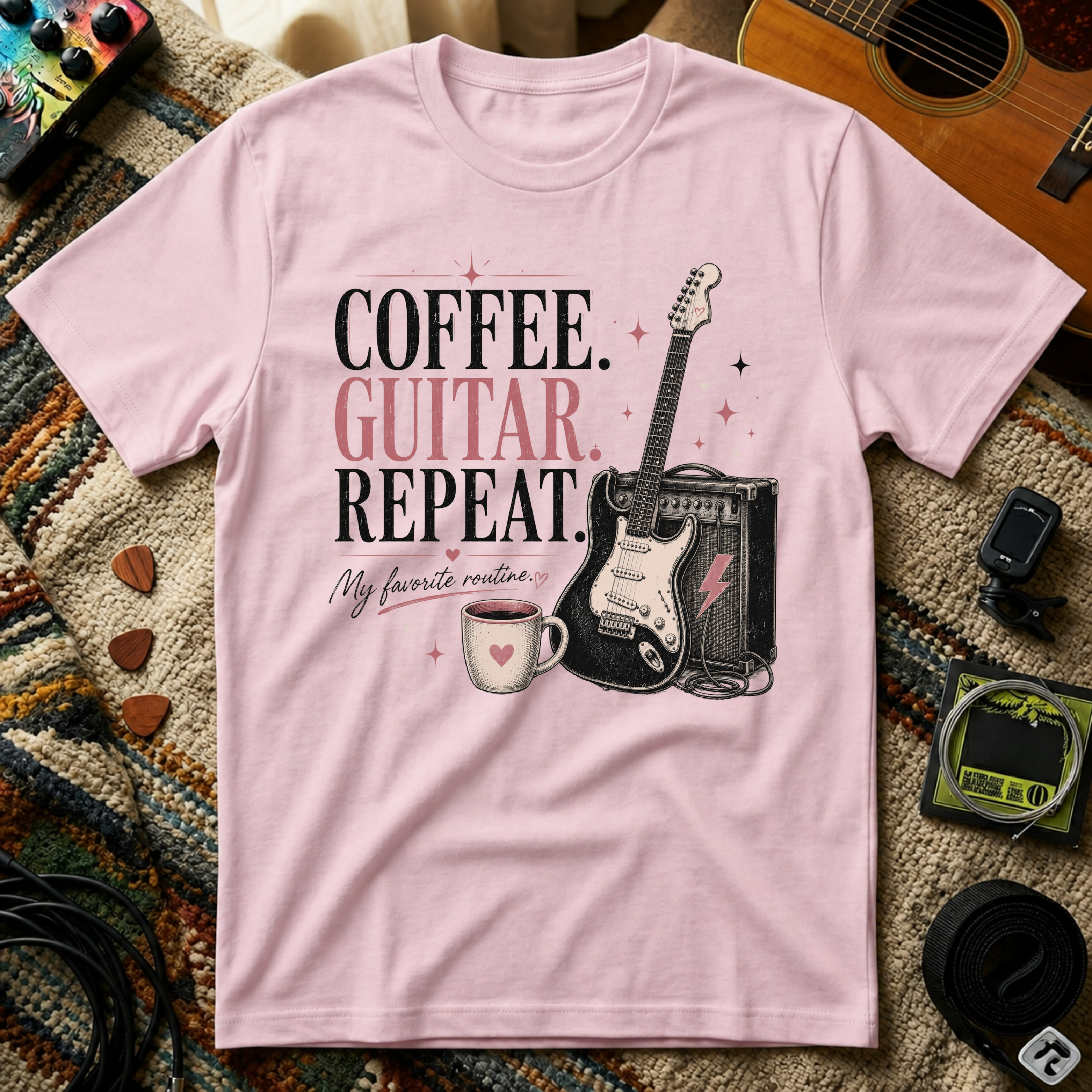 Coffee Guitar Repeat T-Shirt