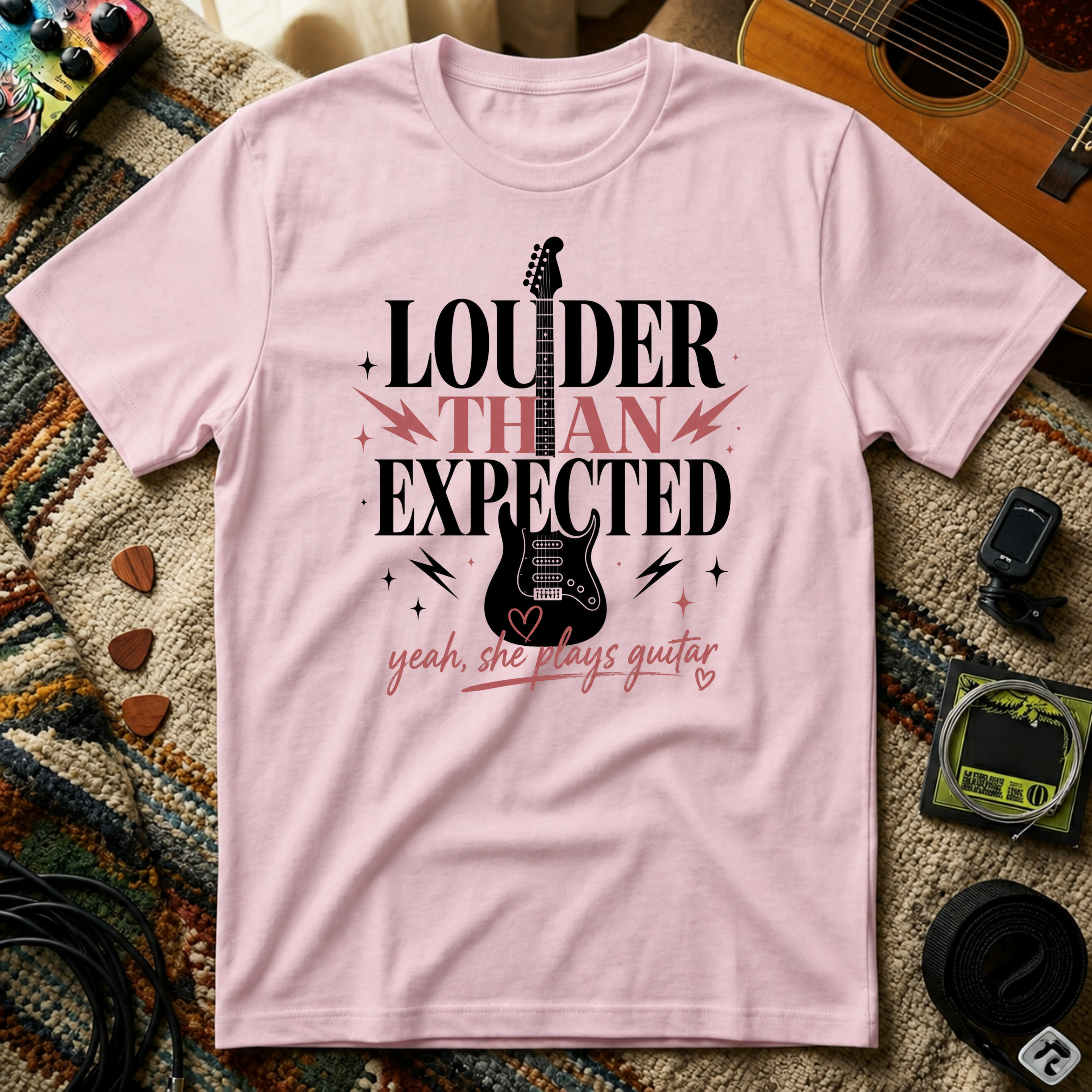 Louder Than Expected Yeah She Plays Guitar T-Shirt