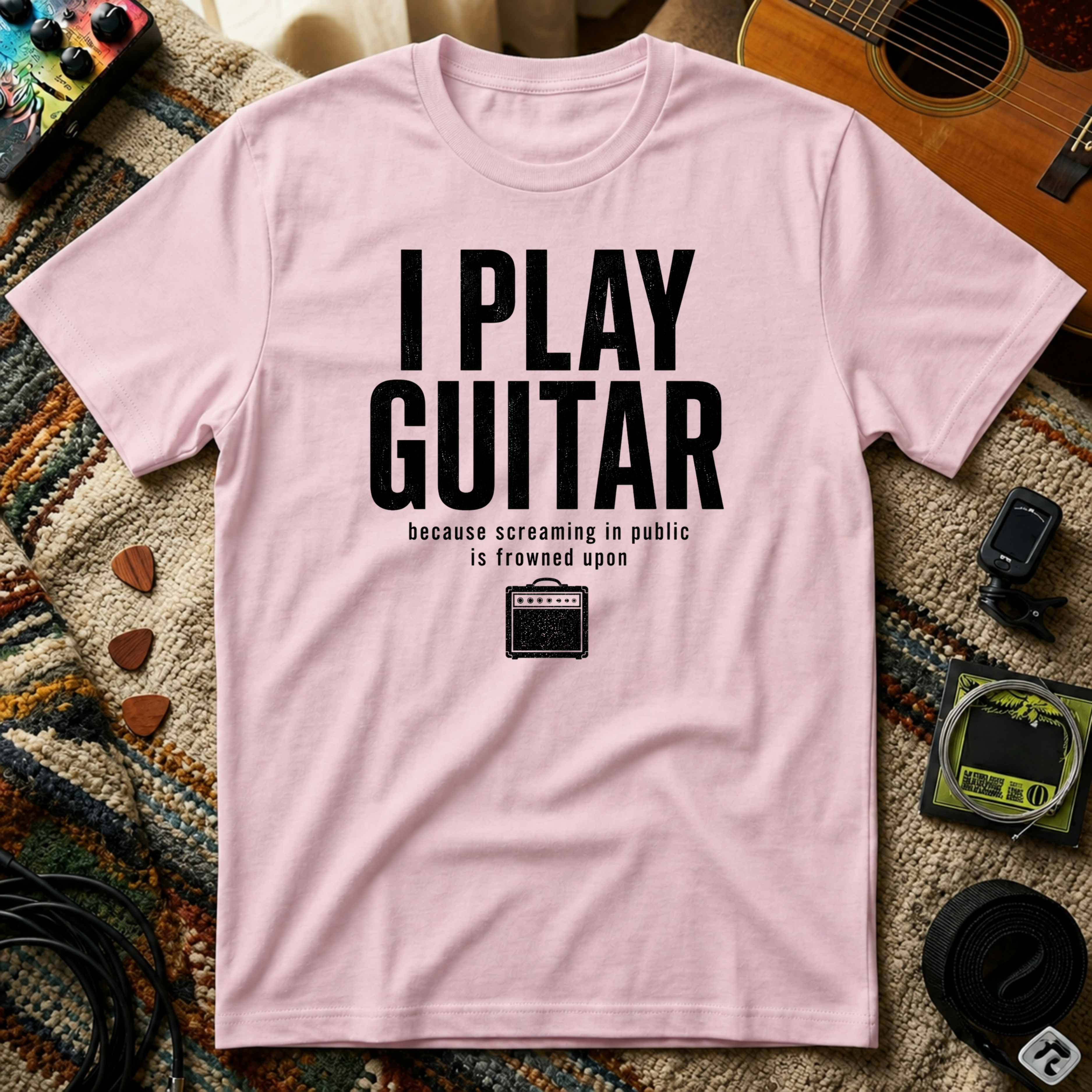I Play Guitar Because Screaming In Public Is Frowned Upon T-Shirt