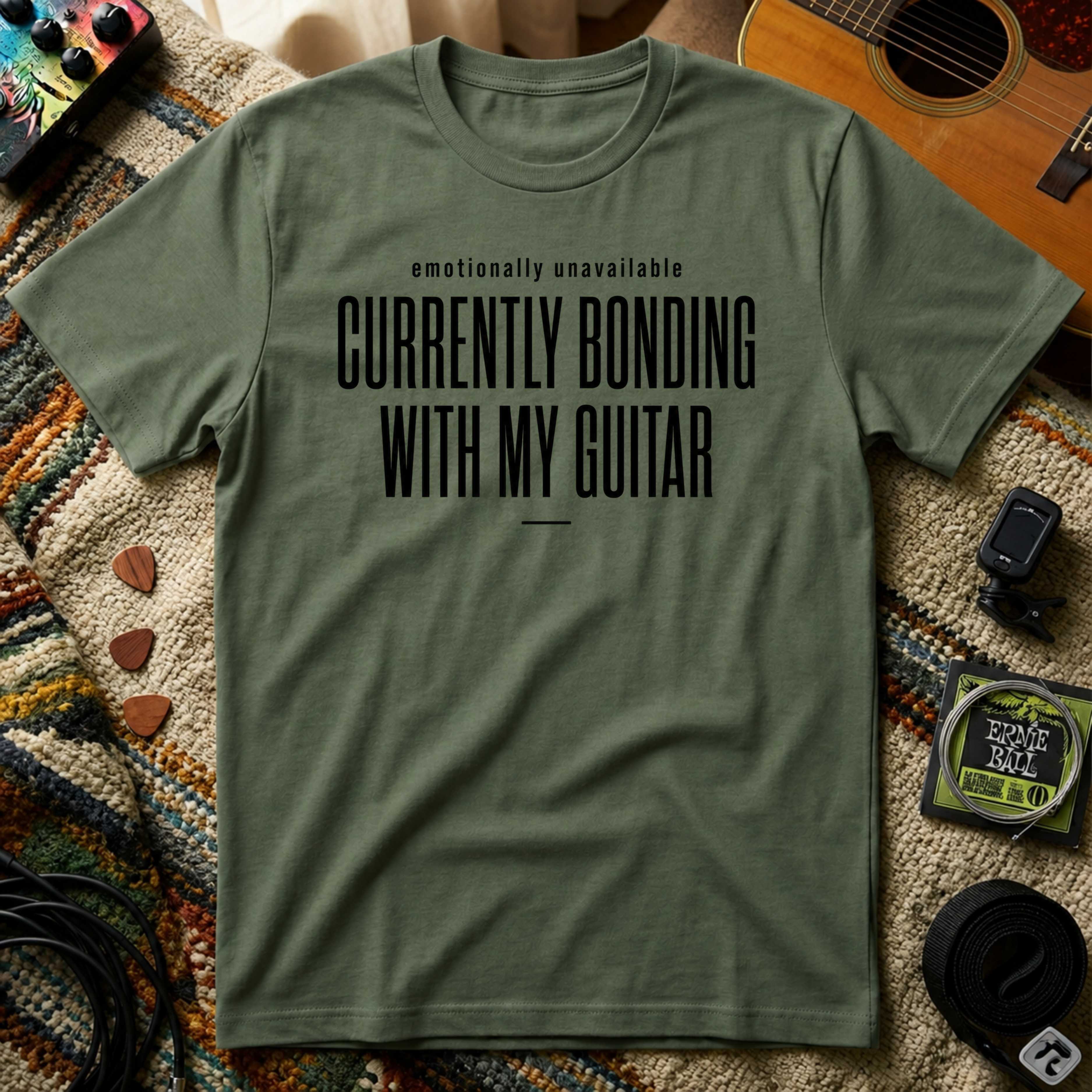 Emotionally Unavailable Currently Bonding With My Guitar T-Shirt
