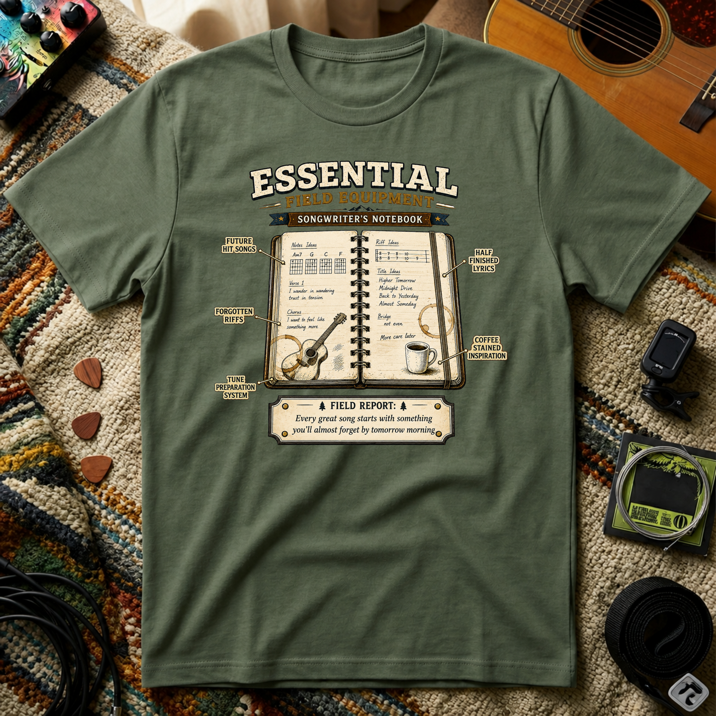 Essential Field Equipment Songwriters Notebook T-Shirt