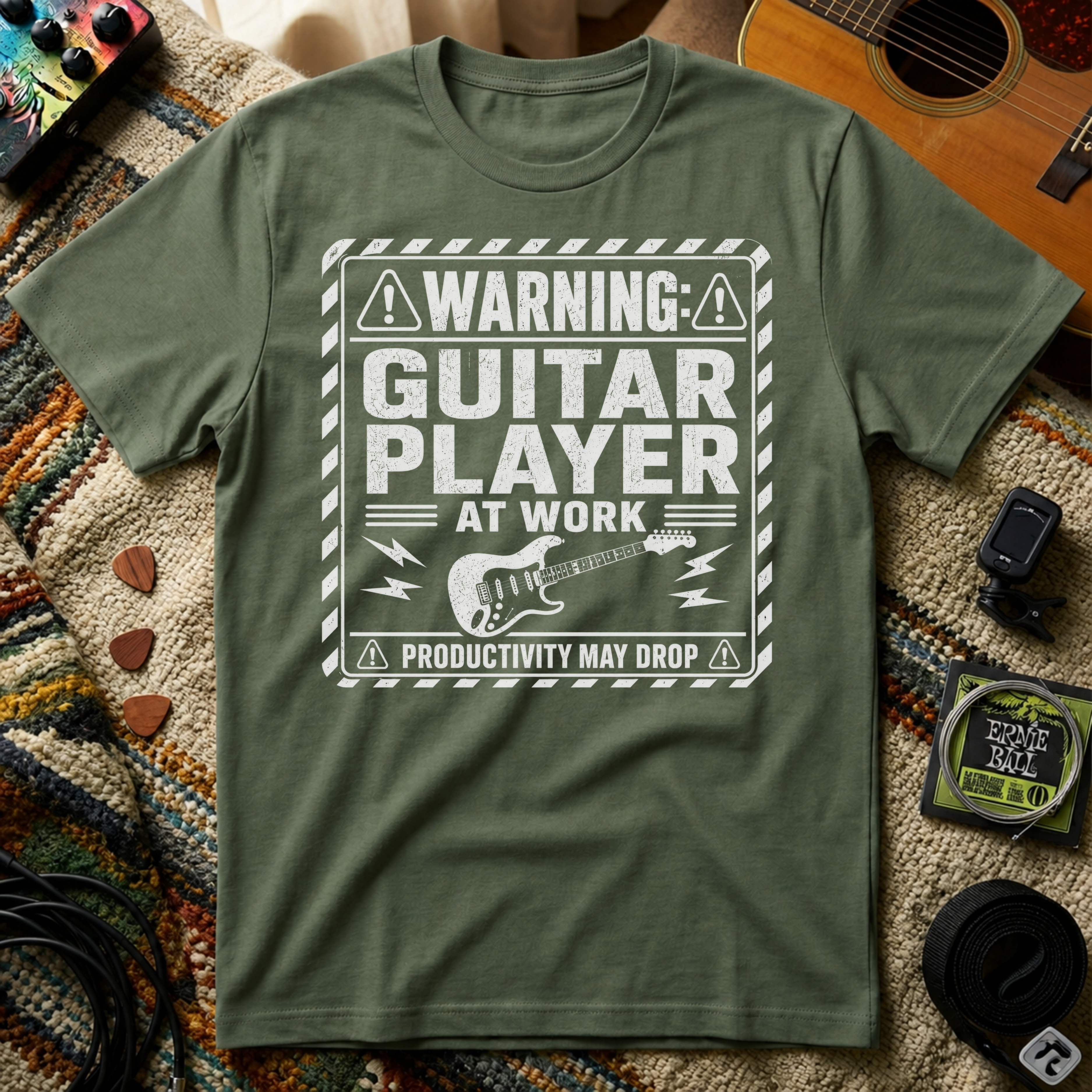 Warning Guitar Player At Work T-Shirt