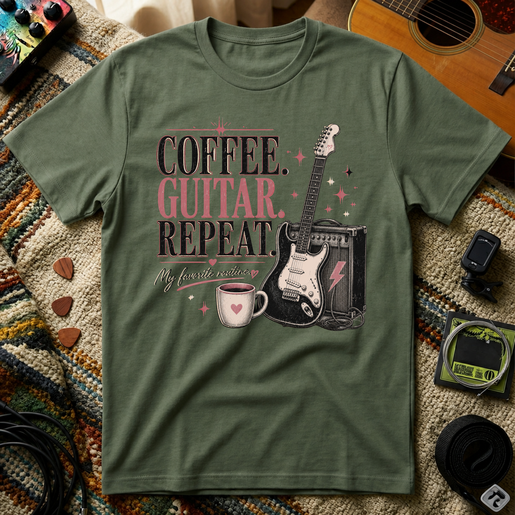 Coffee Guitar Repeat T-Shirt
