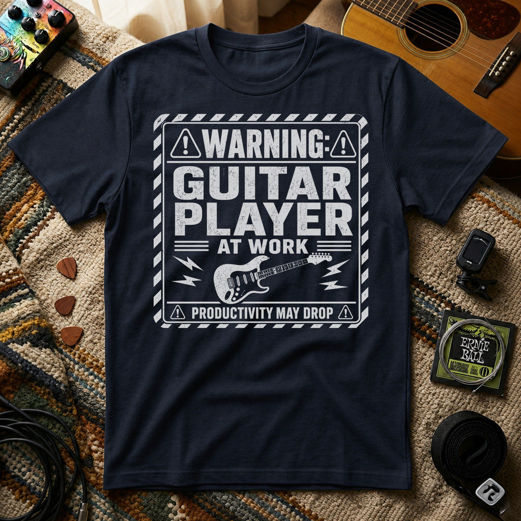 Warning Guitar Player At Work T-Shirt
