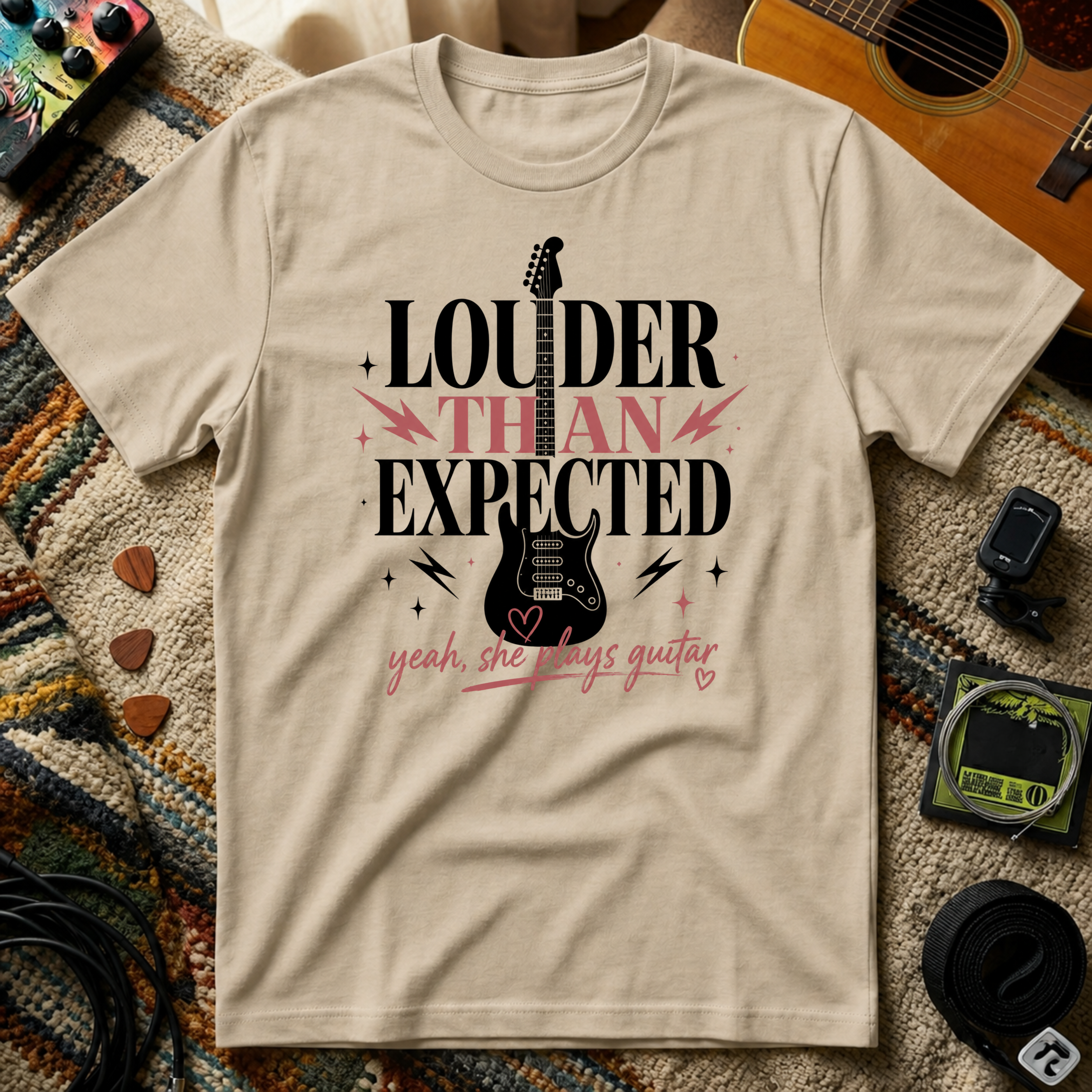 Louder Than Expected Yeah She Plays Guitar T-Shirt