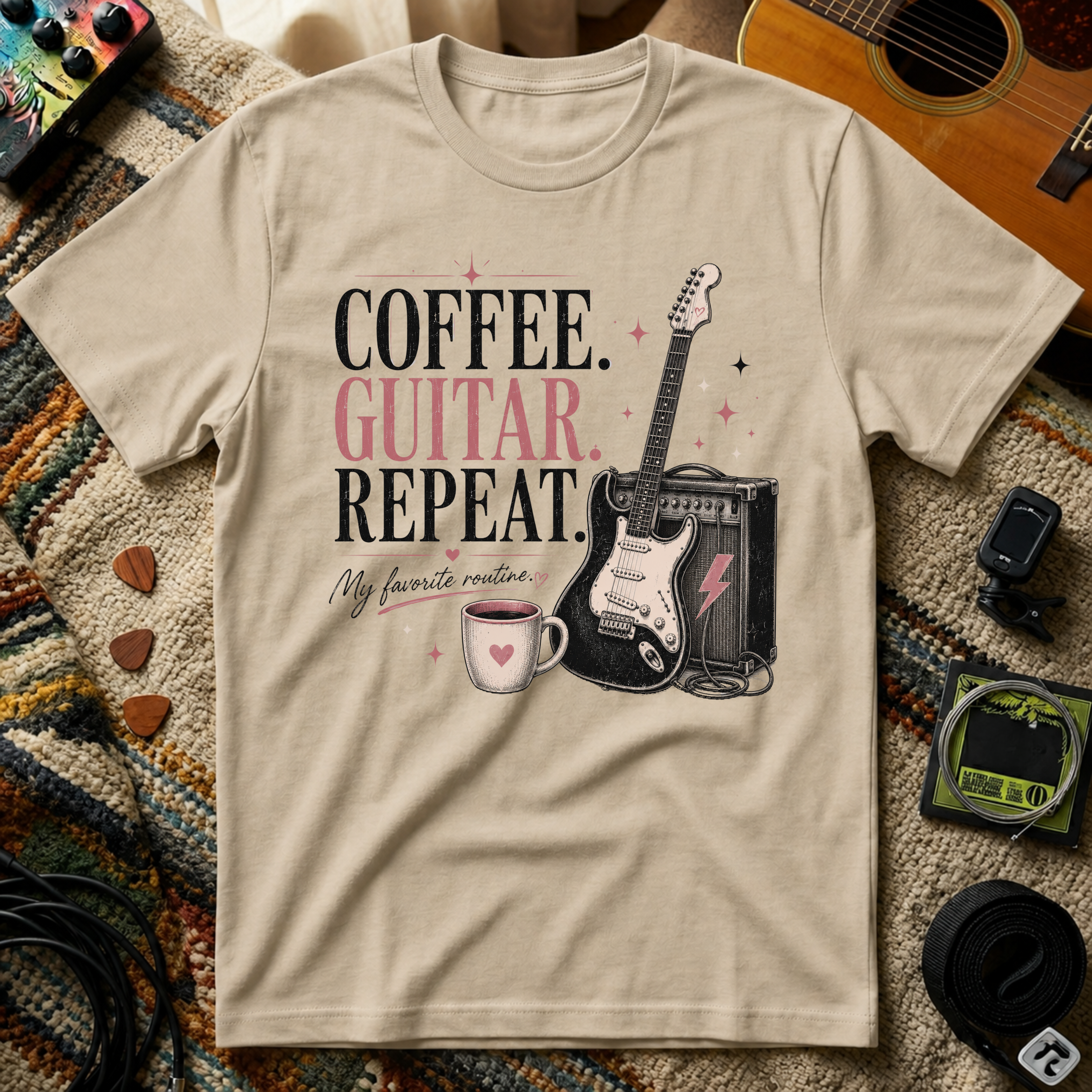 Coffee Guitar Repeat T-Shirt