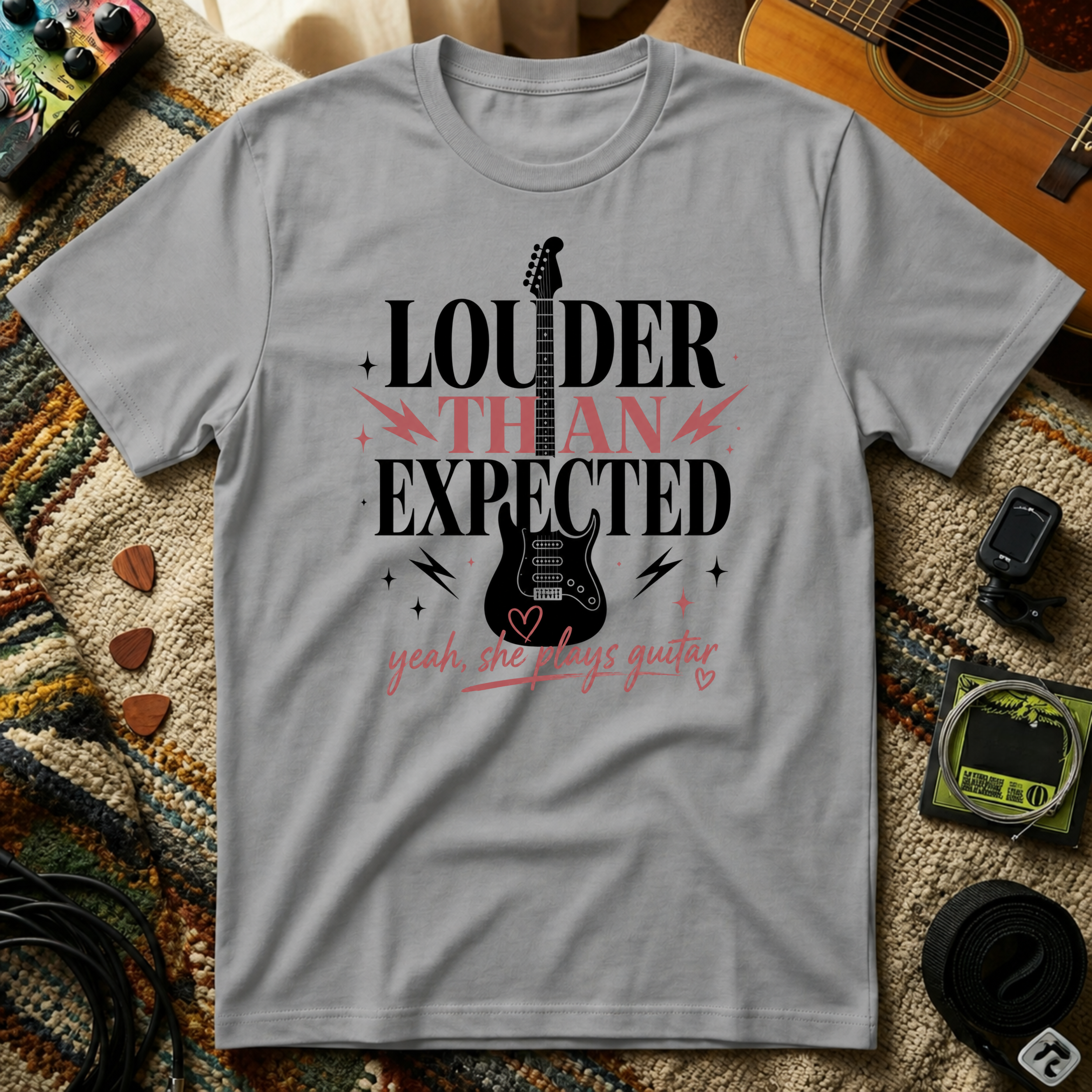 Louder Than Expected Yeah She Plays Guitar T-Shirt