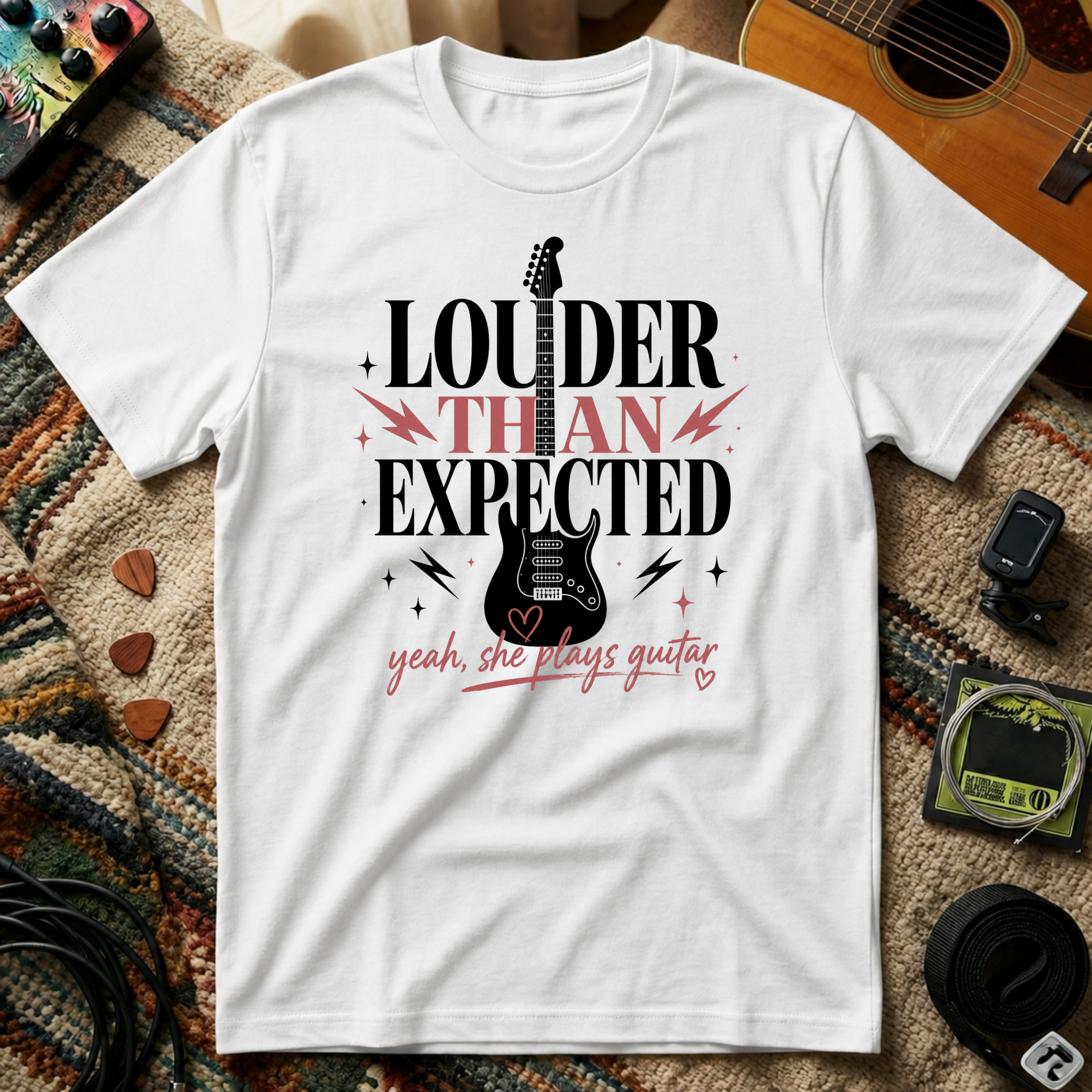 Louder Than Expected Yeah She Plays Guitar T-Shirt
