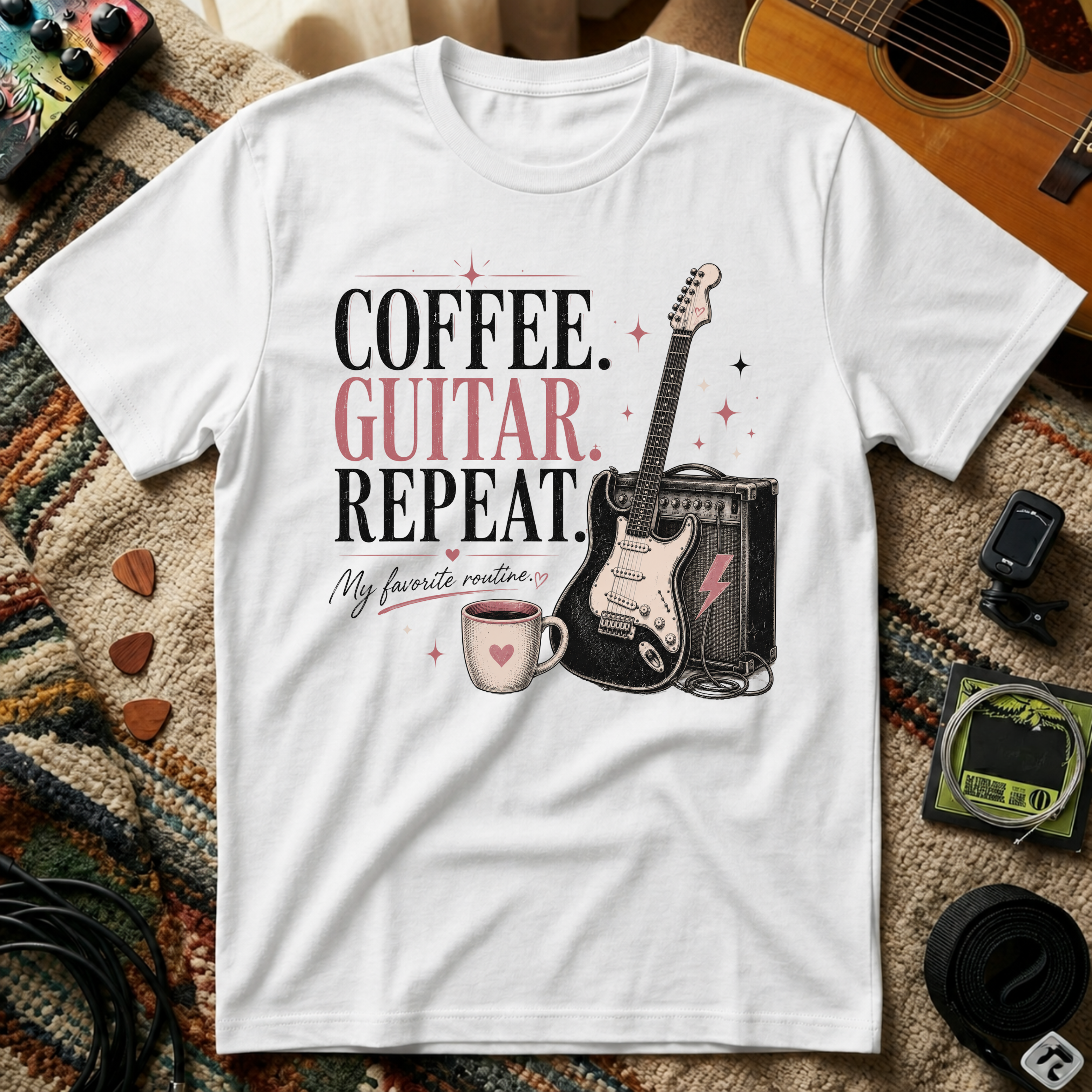 Coffee Guitar Repeat T-Shirt